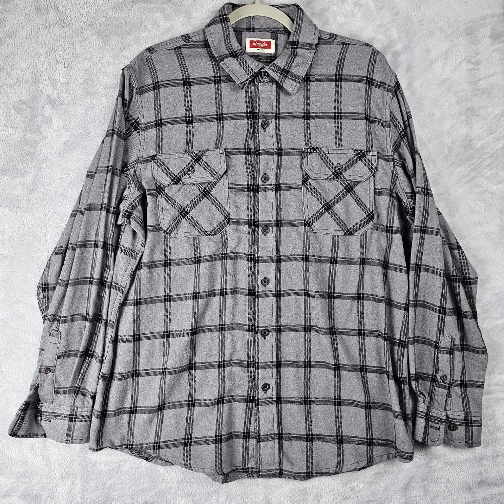 Wrangler Long Sleeve Button Down Shirt Mens Size Large Work Gray